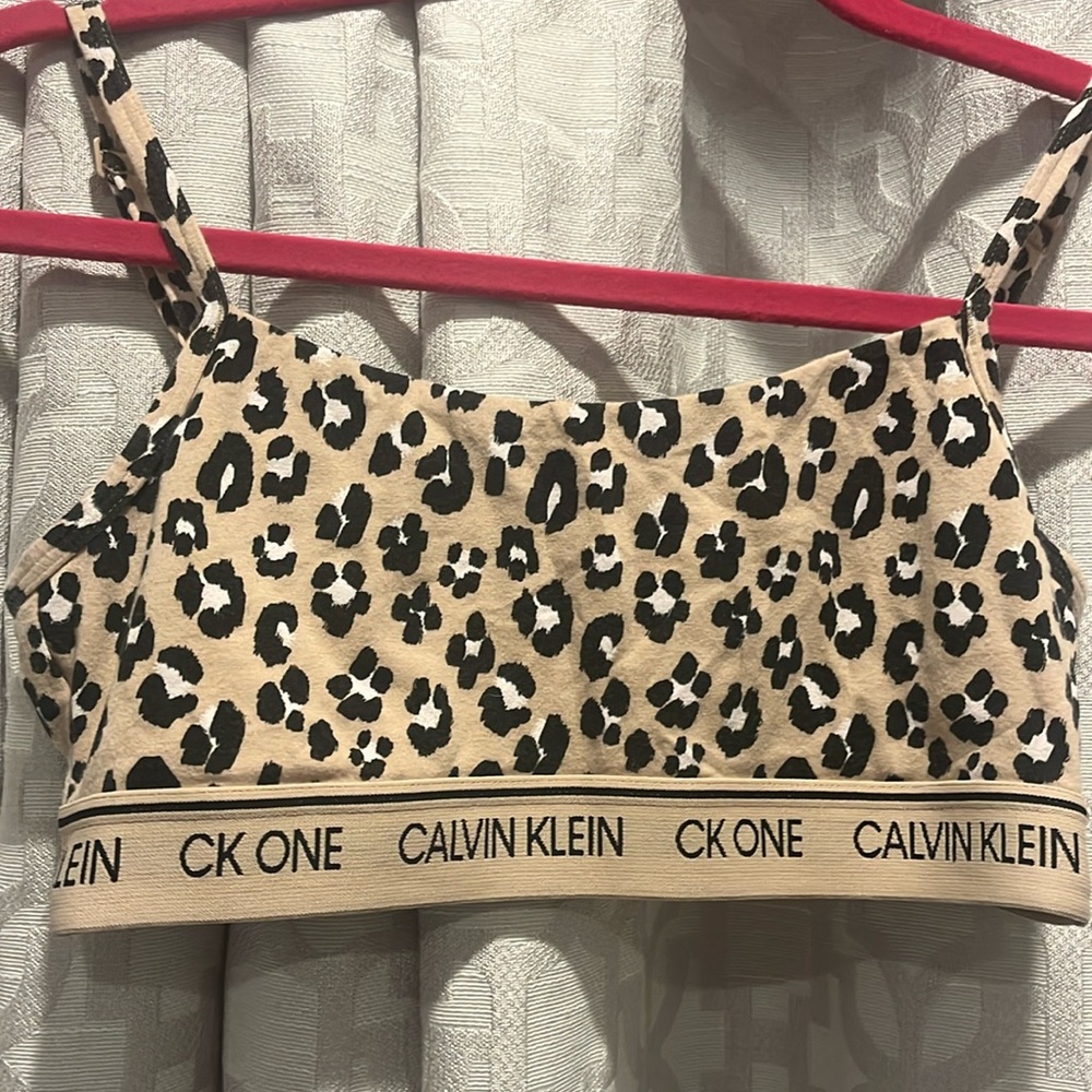 Leopard print cotton sports bra
